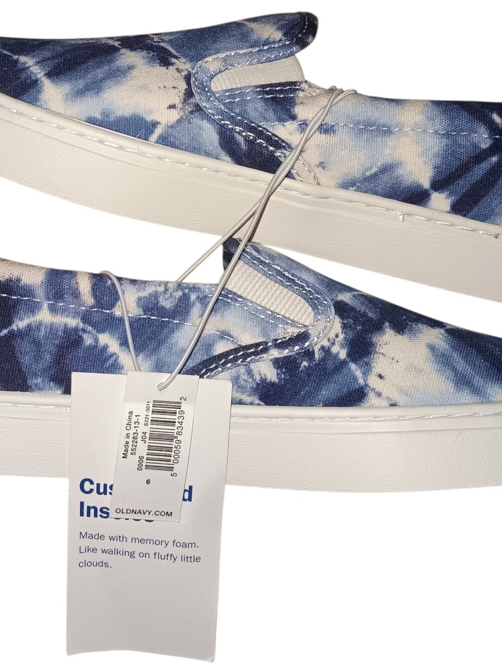 New Old Navy Blue and White Tie-Dye Slip-On Sneakers for Women